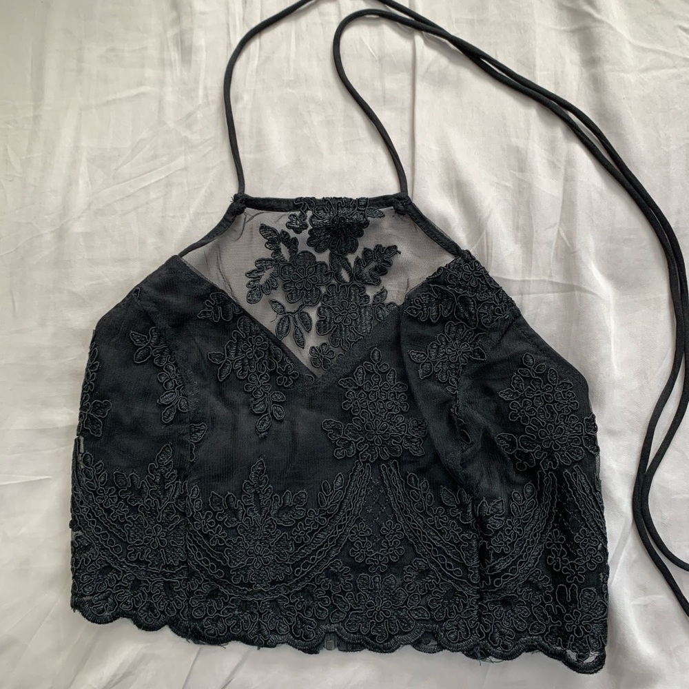 Black Lace Crop Top